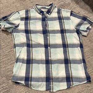 1901 Men's Navy and Light Blue Plaid Shirt